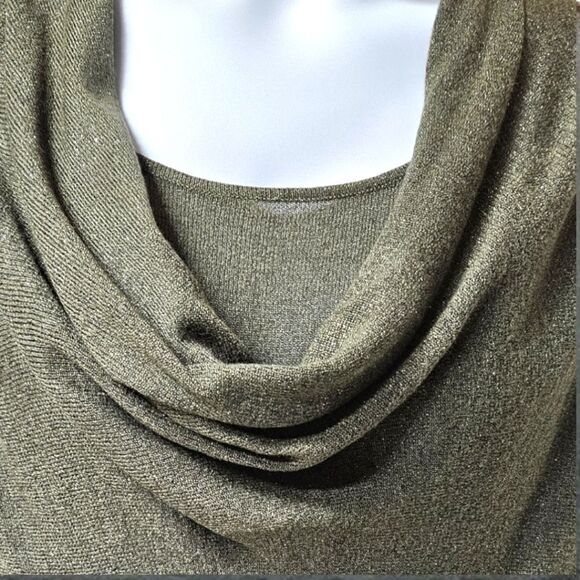COLDWATER CREEK Women's sage green cowl neck blouse with metallic Shimmer Large - Picture 4 of 15
